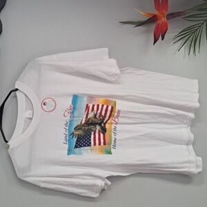Land Of The Free Patriotic White Tee New PTP:22.5"